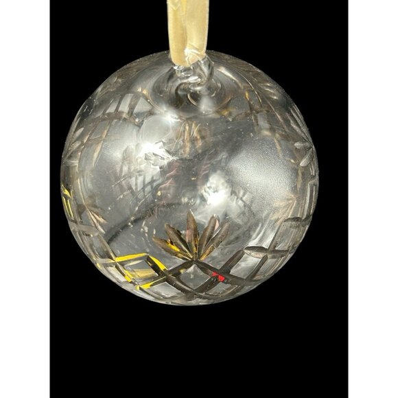 Blown Clear Cut Glass Christmas Ornament Ball 4" Holiday Decor Vintage - Picture 2 of 7